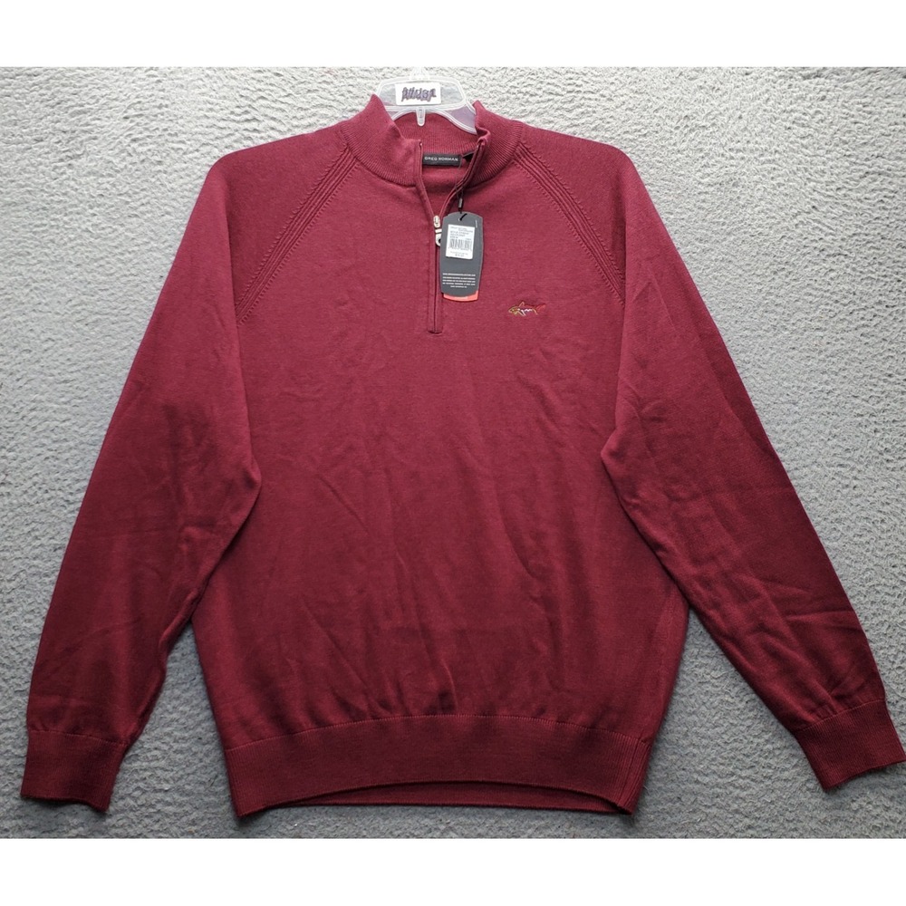 Greg Norman 1/4 Zip Pullover Sweater Mens M Burgundy Golf Performance G7DSS147